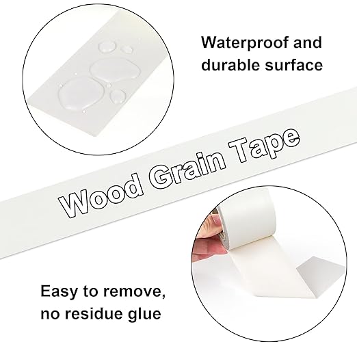 BOMEI PACK Wood Grain Repair Tape,Self Adhesive Repair Patch for Furniture, Floors, Cabinets, Windows, Doors, RV, Home Decor and DIY Projects (1, White)