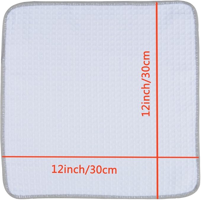 KinHwa Microfiber Dish Cloths Thick Waffle Weave Kitchen Dish Rags Ultra Absorbent Dishcloths 12inch x 12inch 6 Pack - White