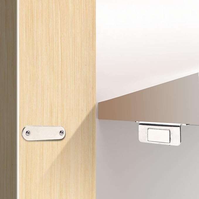 Mousike Cabinet Magnets Mousike Adhesive Strong Magnetic Door Catch Stainless Steel Kitchen Magnetic Latch Used to Close Cupboard Cabinet Closet Door Drawer(Silver 12Pack)