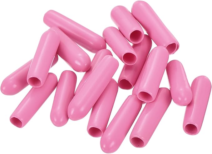 uxcell 20pcs Rubber End Caps 3mm(1/8 inch) ID Vinyl PVC Round Tube Bolt Cap Cover Screw Thread Protectors Pink