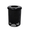 COATEDOUTDOORFURNITURE RFT-P-BLK Heavy Duty Round Trash Receptacle with Flat Top, Liner Included, 32 Gallon, Black, Made in America