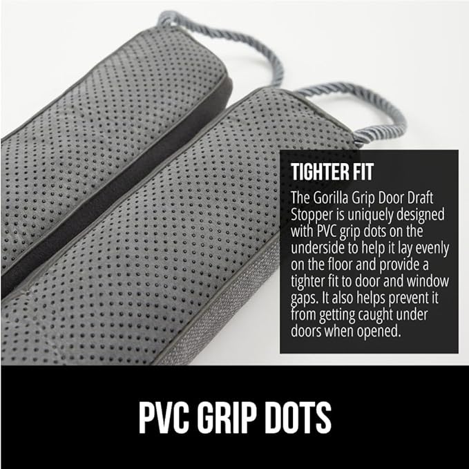 GORILLA GRIP Door Draft Stopper for Bottom of Doors, Weather Stripping Seal Blocks Hot Air, Noise, Bugs, Keeps Cold AC in, Sound Proofing Easy Install Gap Filler, Home Essentials, 36 Inch, Slate Gray