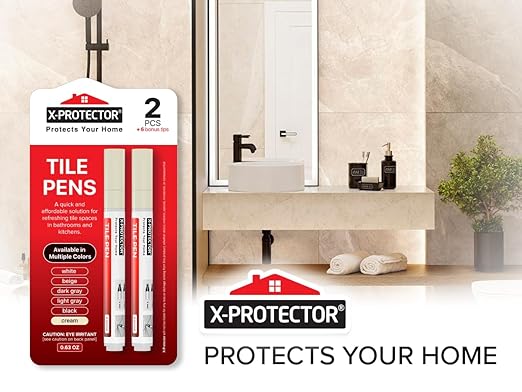 X-Protector Water Based Grout Marker - 2 PCS with 8 Tips, Cream