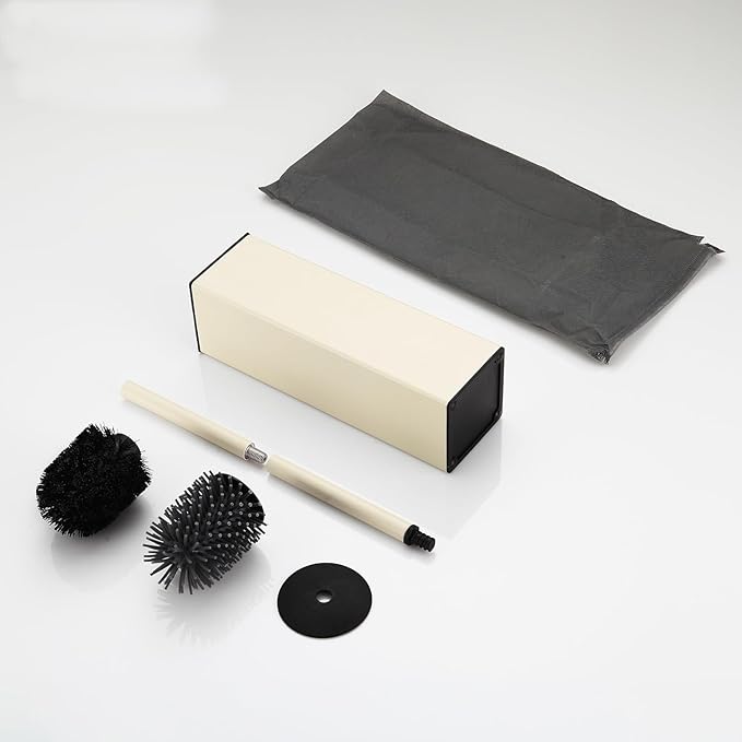 BVL Toilet Brush and Holder Set White Freestanding for Bathroom