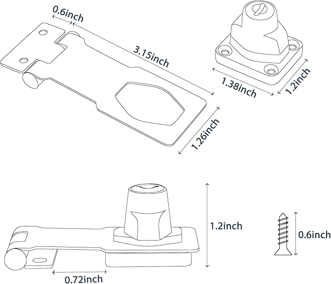Alise Keyed Hasp Lock,3 Inch Safety Packlock Clasp Hasp Lock Latch with Lock,Door Hinge Lock with Keys Keyed Locking Hasp for Cabinets Closets Doors,Bronze