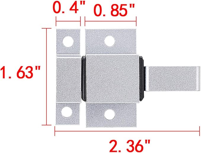 4 Packs Self-Closing Gate Latches, Silver Spring Door Lock, Aluminum Alloy Security Latch for Windows, Cabinets & Gates