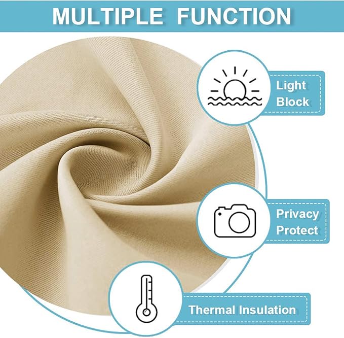 RYB HOME Thermal Insulated Small Window Curtains Short Drapes for Nursery Bathroom Kitchen Laundry RV Basement, 29 inch Wide by 24 in Long, Biscotti Beige, 2 Panels