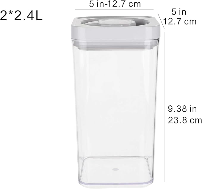 Amazon Basics Airtight Food Storage Containers, BPA Free, with Twist/Turn Lids, for Kitchen Pantry Organization, 10-Piece Square Set, Clear Plastic