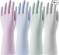 Rubber Cleaning Dishwashing Gloves 4 Pairs Reusable Kitchen Glove for Washing Dishes & Household Bathroom Cleaning Dish Gloves with Flock Lining Anti-Slip Grip Waterproof Thick Long-lasting Colorful S