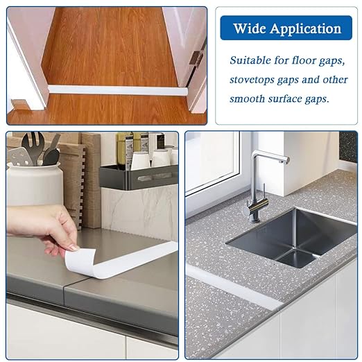 Floor Transition Strip Self Adhesive Floor Cover Strips Laminate 2" Wide Vinyl Flat Divider Transitions (5cm, 20Ft, White)