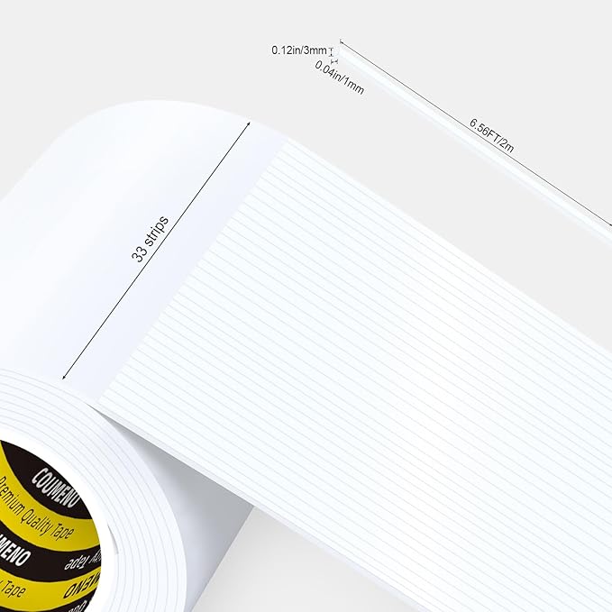 Caulk Sealing Strip for Tiles Bathtub Bathroom Toilet Kitchen,Wall,Corner, Gap Filling Self Adhesive Tape, 0.12in x 6.56FT x 33Strips(217FT Total) Seal Strips for Small Gaps