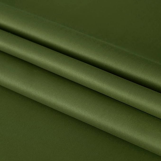 DWCN French Door Curtains – Rod Pocket Thermal Blackout Curtain for Doors with Glass Window, Kitchen and Patio Doors for Privacy, 25 X 40 Inches Long, 1 Curtain Panel with Tieback,Olive Green