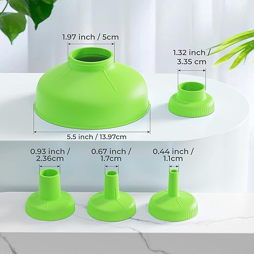 Wide Mouth Kitchen Funnel, Food Grade Plastic Cooking Canning Funnel with 4 Sizes Spouts for Filling Wide and Regular Mason Jars, Spray Dropper Oil Bottle Jug Spices Shampoo Sauce