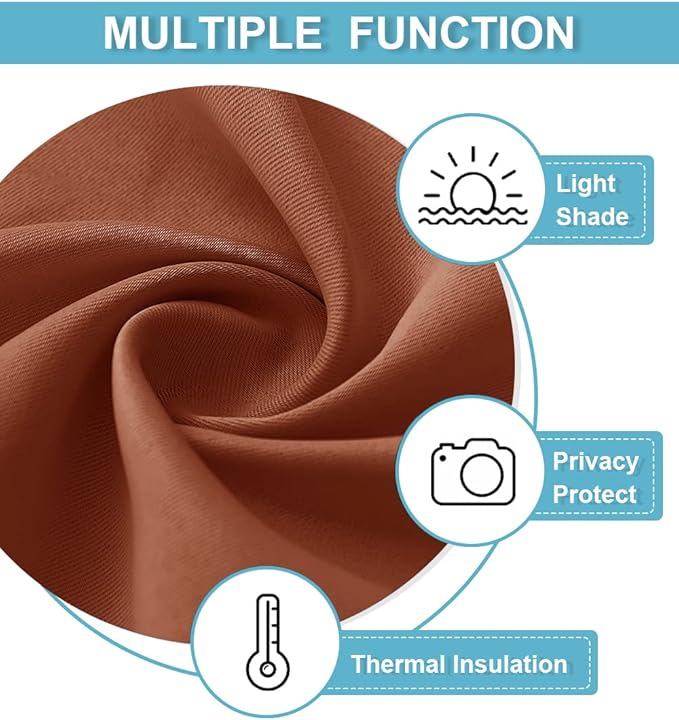 RYB HOME Orange Short Curtains Blackout, 45 inch Durable Cafe Curtains Room Darkening Window Drapes Privacy Protection for Basement Closet Kithen, W29 x L45 inch, 2 Panels