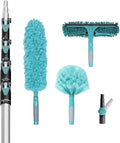 30 Foot High-Reach Duster Kit with 6-24FT Extendable Pole - High Ceiling Duster Cleaning Kit with Telescopic Pole,Cobweb Duster, Window Squeegee, Microfiber Feather Duster