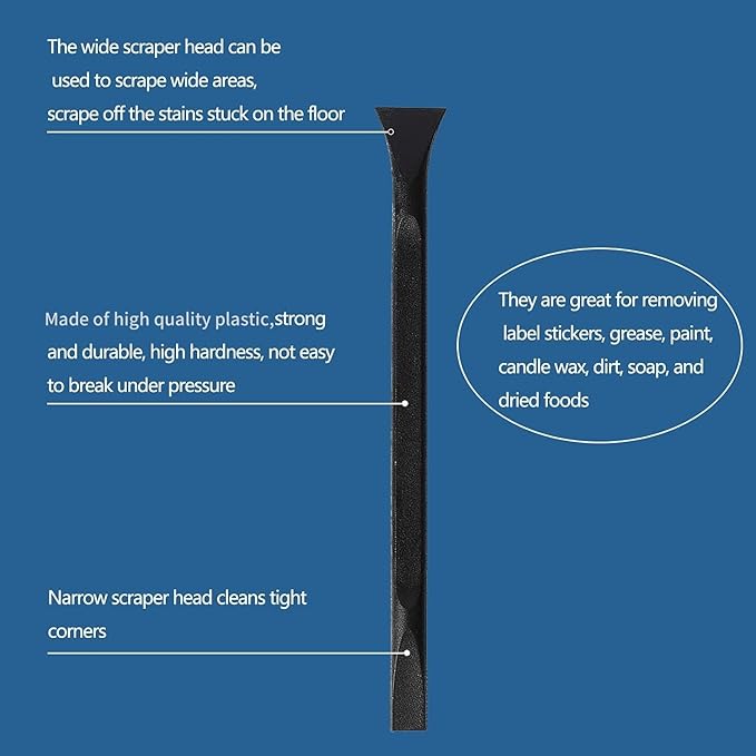 Plastic Scraper Multi-Purpose Scraper Non-Scratch Cleaning Tool Easy to Clean Small and Narrow Spaces and Gaps, Perfect to Remove Stickers, Labels, Oil Stains, Food, Dirt, Etc 3-Pcs