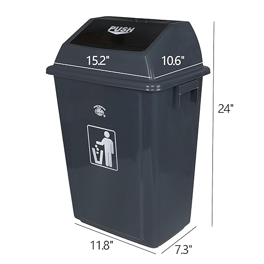 4-Pack 13 Gallon Plastic Trash Cans with Lids, Large Grey Garbage Waste Bin