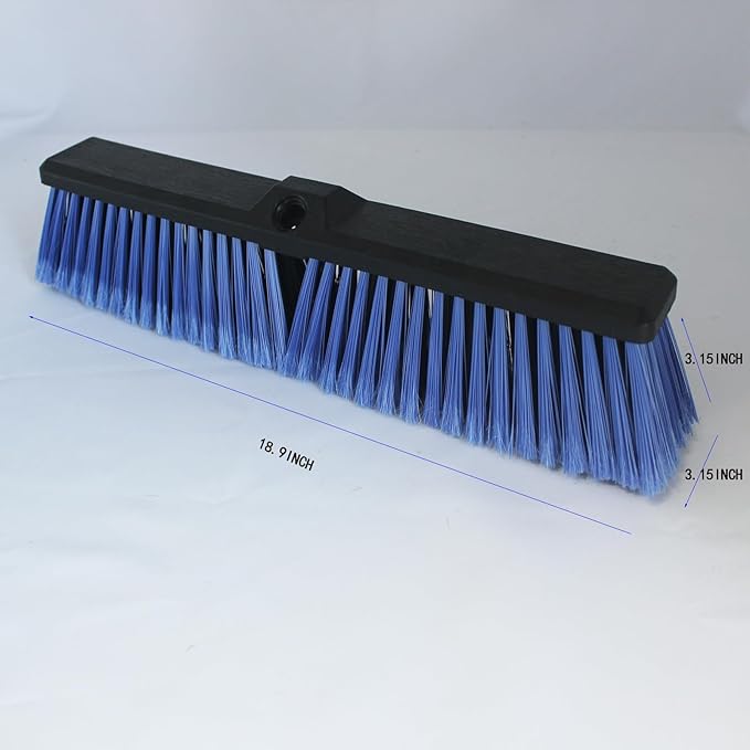 2PCS Push Broom Head Outdoor Large Stiff Bristle Broom Head - Excellent Cleaning Performance - Easy Installation Broom Head(Blue, 18 inches)