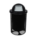 COATEDOUTDOORFURNITURE RDT-BLK Heavy Duty 32 Gallon Round Trash Receptacle, Liner Included, Black with Dome Lid, Made in America