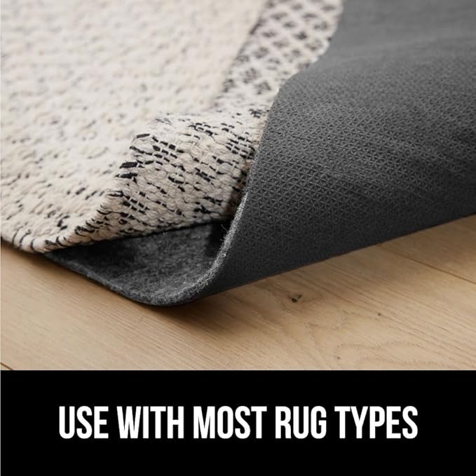 GORILLA GRIP Felt and Natural Rubber Stay in Place Slip Resistant Rug Pad, 1/8in Thick, 2x4 FT Protective Padding Under Area Rugs, Cushioned Gripper Pads, Carpet Runners, Hardwood Floors Protection