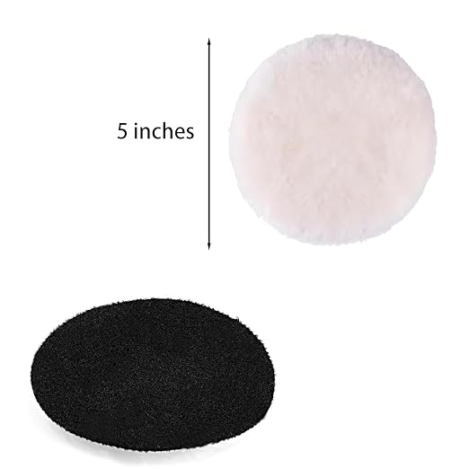 5 inches Wool Buffing Pads polishing Soft Sheepskin for Car, Furniture, Glass & More with Hook and Loop(Packs of 2)