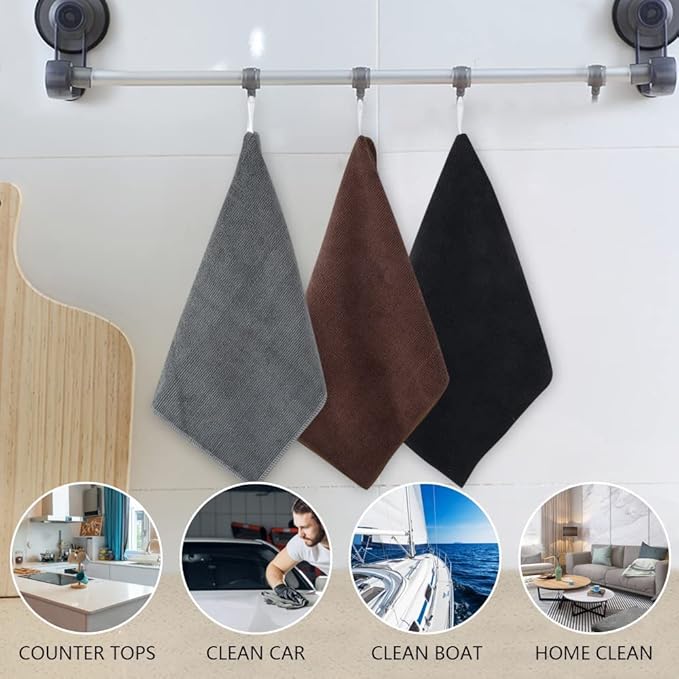KinHwa Microfiber Dish Cloths for Washing Dishes Ultra Absorbent Dish Rags Fast Drying Kitchen Wash Clothes 12inch x 12inch 10 Pack Brown