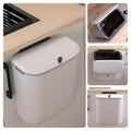 2.4 Gallon Kitchen Compost Bin Hanging Small Trash Can with Lid Under Sink Dual Installation & Triple-Seal Technology, Odorless Kitchen/Bathroom/Office Trash Can for Home, RV