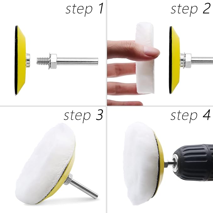 VIBRATITE Car Headlight Restoration Kit, 3 Inch Car Polishing Sanding Discs with 1/4 Inch Shank Backing Pad, Scouring Pads, Buffing Sponge Pads, Soft Interface Pad, Woolen Buffer Pads, 32PCS