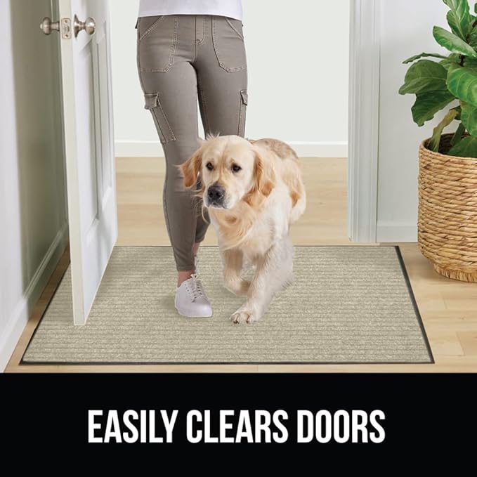 GORILLA GRIP Traffic Guard Door Mat, Heavy Duty Welcome Mats, Commercial Office Space Doormat, Waterproof, Fade Resistant, Strong Rubber Backing, Low Profile, Shoe and Boot Scraper, 29x17, Beige