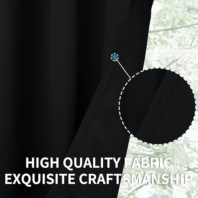 BGment Black Blackout Curtains 40 Inches Long for Bedroom Kitchen Window - Short Drapes Thermal Insulated with Rod Pocket Privacy for Cafe Bathroom, 42 x 40 Inch, 2 Panels