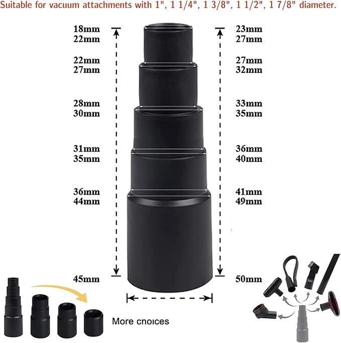 12 Pcs Universal Vacuum Attachments for Shop Vac Accessories, 1 1/4" to 2 1/2" Vacuum Cleaning Tools Kit, Dirt Remover for Home Air Vents Corner Pets Drawer Car Dusty Vacuum Brush Attachment