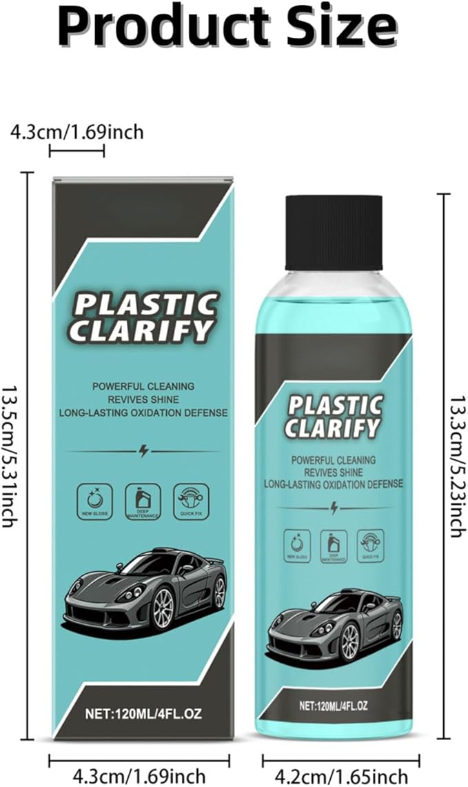 Plastic Clarify for Cars, Plastic Restorer for Cars Exterior, Multifuncional Interior Cleaner for Waterless Car, Detailing Spray, Faded Plastics (3PCS)