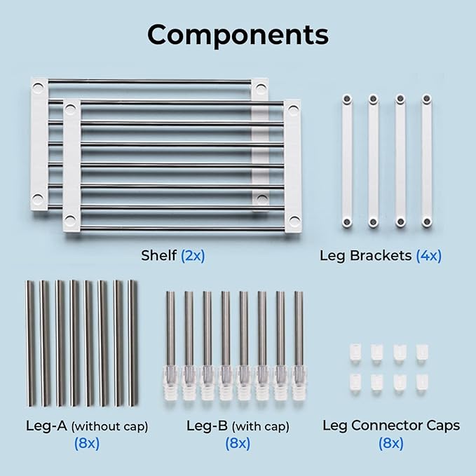 carrotez 2 Pack Expandable Cabinet Organizer, Set of 1 Width & Height-Adjustable Kitchen Cabinet Organizer Shelf, Stackable Kitchen Counter Shelf, 11.8~19.6 x 7.8 x 5.9~9" White