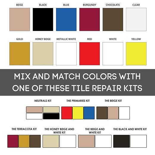 MagicEzy Tile Repair Kit: Porcelain Repair Kit - Ceramic Tile Repair Kit - Mix and Match Colors - Acrylic, Stone, Fiberglass - Wall Touch Up (Terracotta Kit)