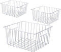 16inch Freezer Storage Organizer Baskets, Household Wire Refrigerator Bins with Built-in Handles for Cabinet, Pantry, Closet, Bedroom