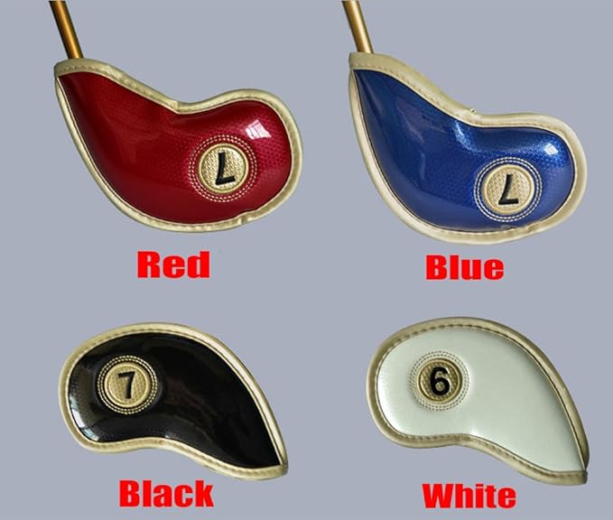 HISTAR 10pcs Crystal Pu Leather Golf Iron Head Covers Set Iron Club Headcover