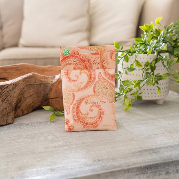 Willowbrook | Fresh Scents Scented Sachet Packet | Summer Romance | Air Freshener Bags for Drawers, Closets, Cars | 6 Pack | Long Lasting Home Fragrance