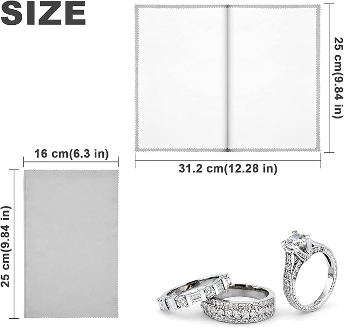 SEVENWELL Silver Polishing Cloth, Jewelry Cleaner Cloth for Sterling Silver Jewelry, Gold, Platinum, Silverware, Diamonds, Gemstones, Coins (Light Gray)