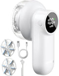 coldSky Rechargeable Fabric Shaver, Lint Shaver with Digital Display, Sweater Shaver with 6-Leaf Blades and Safety Lock, 3-Speeds Defuzzer Remove Fuzz, Pills from Clothes, Furniture, Sofa, White