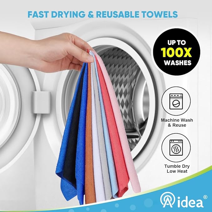 AIDEA Microfiber Cleaning Cloth Roll, 75PK, Reusable Paper Towels Tear Away Cloth, Microfiber Towels Washable Shop Rags, Lint Free Cleaning Rags for House, Kitchen, Window, 11.5"×11.5", Dark Blue