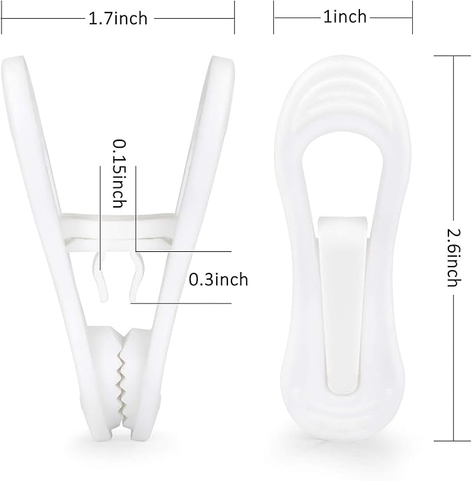 Tinfol White Plastic Hanger Clips, 24 Pack Hanger Clips- Strong Pinch Grip Finger Clips for Plastic Clothes Hangers, Multi-Purpose Hangers Clips