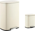 happimess HPM1006F Connor Rectangular 13-Gallon Trash Can with Soft-Close Lid and Free Mini Trash Can, Fingerprint Resistant, Modern, Minimalistic for Home, Kitchen, Office, Bathroom, Limestone Beige