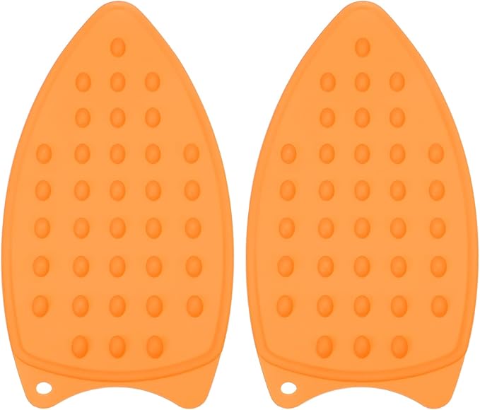 PATIKIL Silicone Iron Rest Pad, 2 Pcs Multipurpose Hot Heat Resistant Iron Rest Plate Protective Pad for Ironing Board Hot Resistant Steamer Steam Compact Mat, Orange