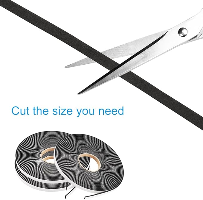 Seal Foam Tape,1/4 Inch W x 1/16 Inch T Weather Stripping for Door and Window,High Density Single Sided Closed Cell Door Insulation Weather Strip,3 Rolls Total 64FT Long