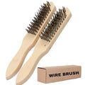 Steel Wire Brush Pack of 2 - Beechwood Handle Wire Brushes - Heavy Duty Steel Bristle Cleaning Brush for Rust, Paint & Welding Slag Removal - Durable Metal Cleaning Tool