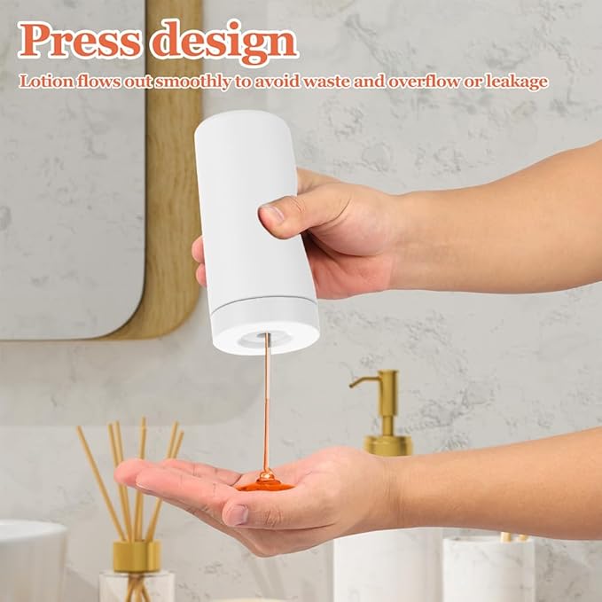 Soap Dispenser Dish Soap Holder for Kitchen Sink 8 oz Round Refillable Foaming Soaps Dispenser Shampoo and Conditioner Bottles Watertight Silicone Squeeze Bottle for Bathroom White