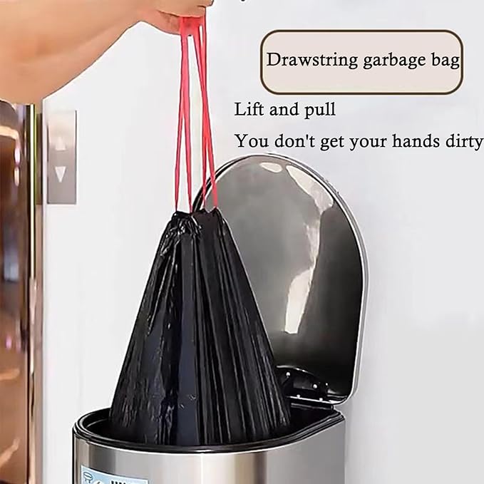 Large Black Trash Bags 20-21 Gallon Drawstring Garbage Bags,Measuring 28x 33.8 inches,Heavy Duty Plastic Garbage Bags for Household Kitchen Office Restaurant Thickened Stretchy (60 Count)