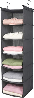 MAX Houser 6 Tier Shelf Hanging Closet Organizer, Closet Hanging Shelf with 2 Sturdy Hooks for Storage, Foldable (Grey)
