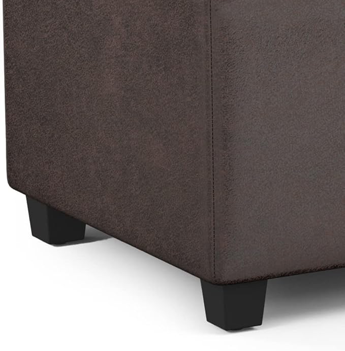 SIMPLIHOME Avalon 54 inch Wide Contemporary Rectangle Extra Large Storage Ottoman Bench in Distressed Brown Vegan Faux Leather, Assembled, for The Living Room, Entryway and Family Room