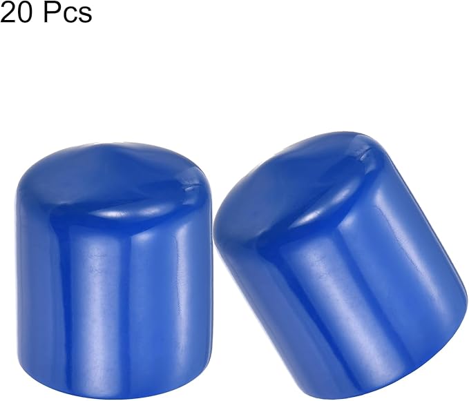 uxcell 20pcs Rubber End Caps 29mm(1 1/8") ID Vinyl PVC Round Tube Bolt Cap Cover Screw Thread Protectors Blue